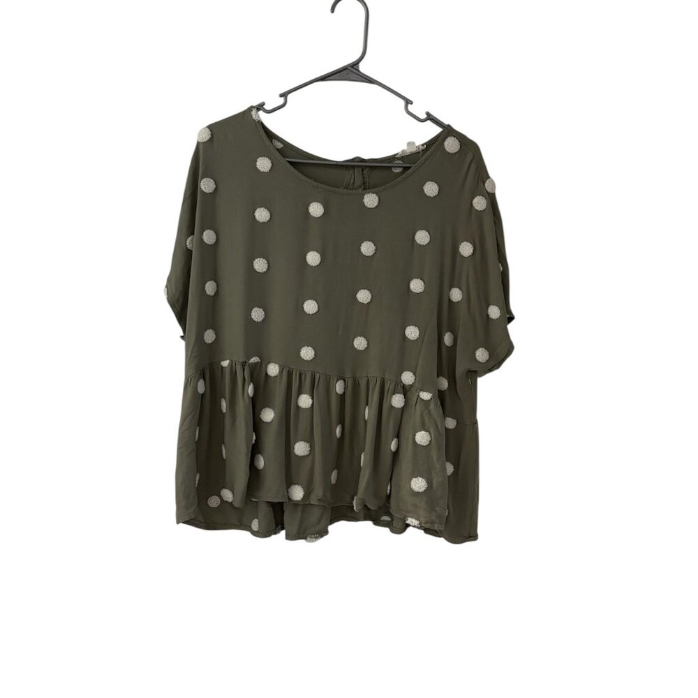 Blu Pepper Green Polka Dot Top - L - Flowy